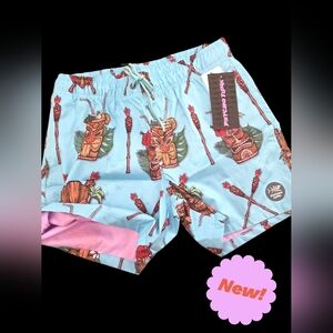 Swim trunks UPF 50+ protection tiki coctail party print Men size S